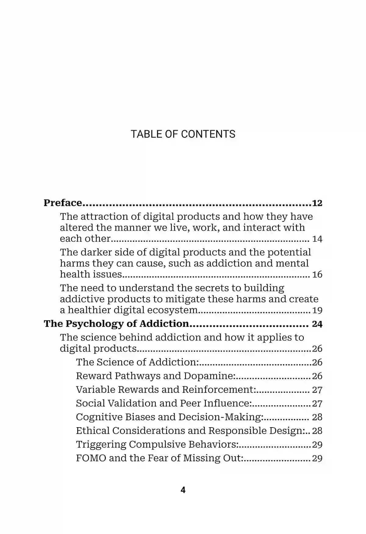 First page of table of contents