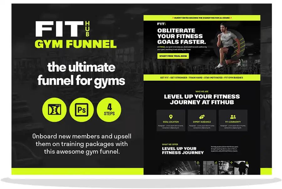 FitHub Gym Funnel Template design