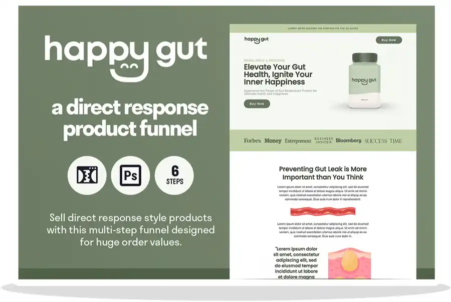 Happy Gut Funnel Template design